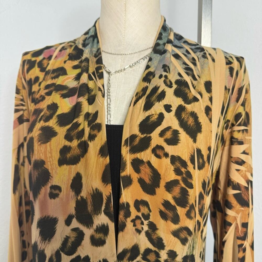 Peacock & Leopard Print Drape Open Cardigan Top F… - image 5
